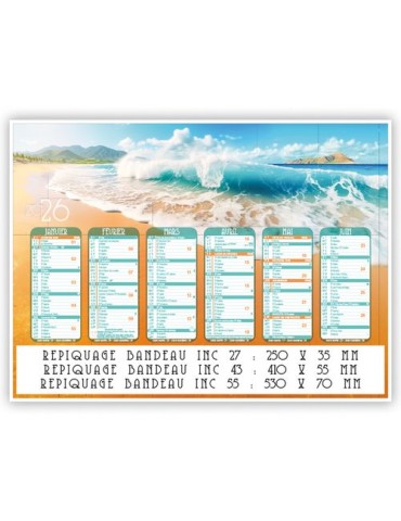 PLAGES DE REVES | Calendrier bancaire thématique 2026 personnalisable