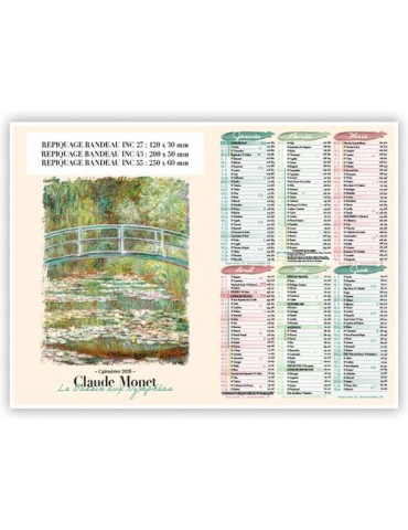 CLAUDE MONET | Calendrier bancaire thématique 2026