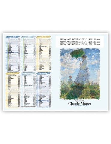 CLAUDE MONET | Calendrier bancaire thématique 2026 Matières : carton goodies publicitaire événementiel
