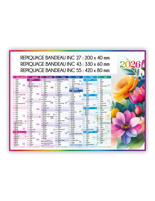 AQUARELLE | Calendrier bancaire thématique 2026