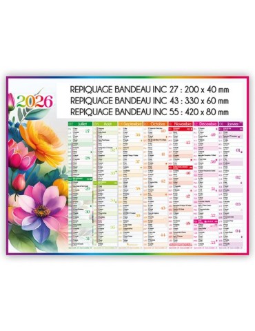 AQUARELLE | Calendrier bancaire thématique 2026 Matières : carton goodies publicitaire événementiel