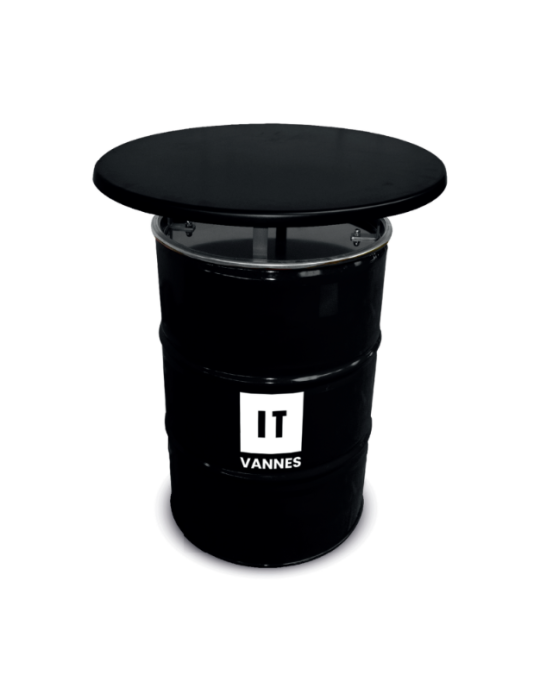 Baril noir avec un couvercle noir en bois