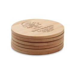 Set de 6 sous-verres personnalisés en bambou - BAYIN Matières : bambou Couleurs : bois goodies publicitaire événementiel