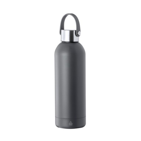Bidon Éco-responsable Isotherme Thermique Breidy Couleurs : noir Matières : acier inoxydable recyclé impression logo haute quali