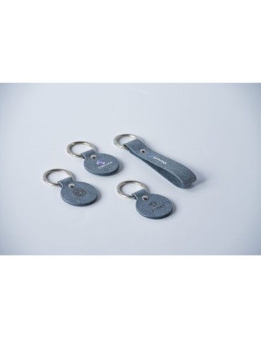 Recycled Denim Textile Keyring Round porte-clés 2