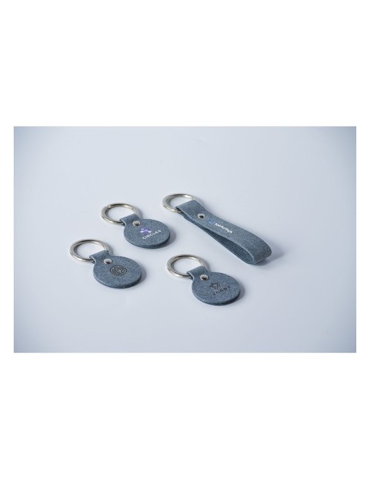 Recycled Denim Textile Keyring Round porte-clés