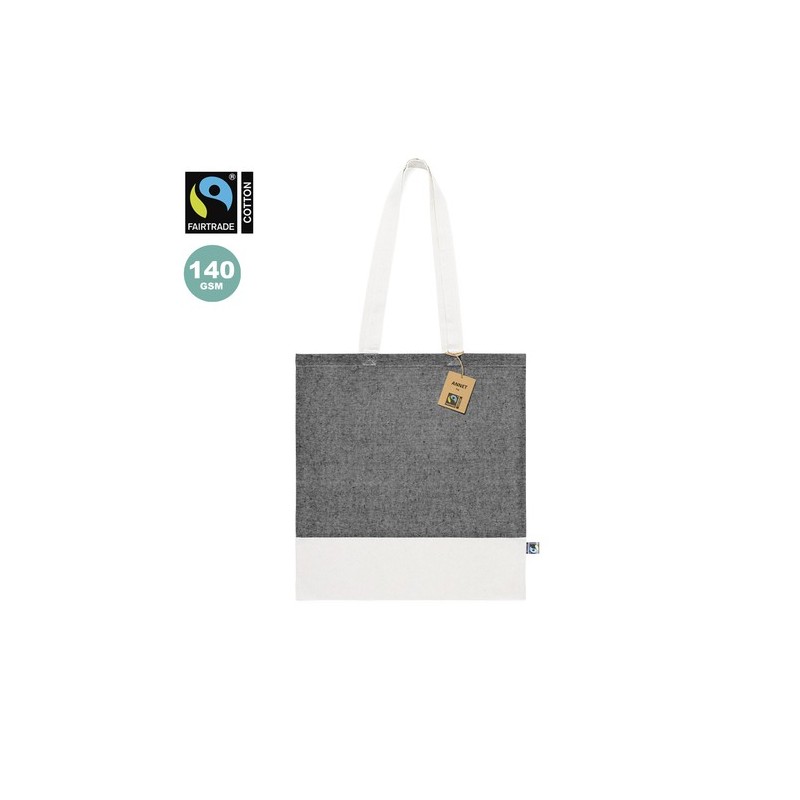 Sac de Shopping Éthique Personnalisé en Coton Pas Cher - Annet Fairtrade Matières : coton Couleurs : noir cadeau entreprise pas 