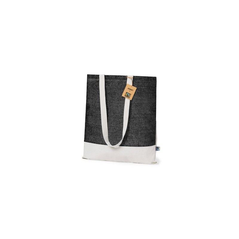 Sac de Shopping Éthique Personnalisé en Coton Pas Cher - Annet Fairtrade Matières : coton Couleurs : noir impression haute défin