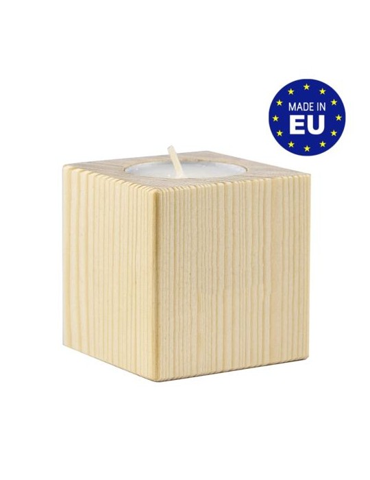 Bougeoir cube en bois