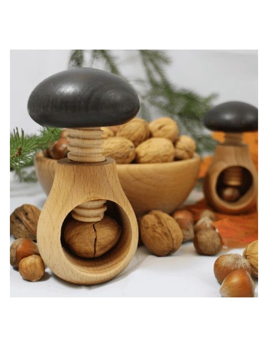 Casse-noix champignon Matières : bois Couleurs : naturel cadeau entreprise pas cher