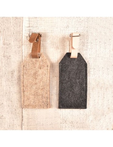 Porte-étiquette à bagage feutrine Matières : PET recyclé Couleurs : gris chiné impression haute définition