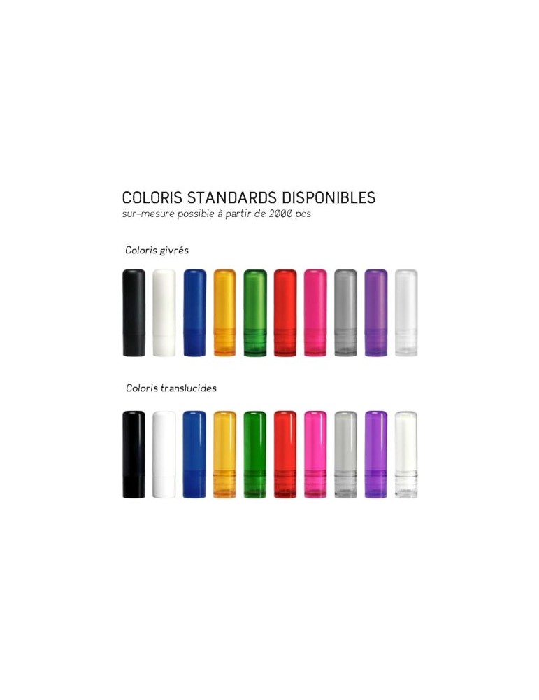 Stick vegan - Baume à lèvres naturel Matières : plastique Couleurs : rouge marquage laser ultra précis