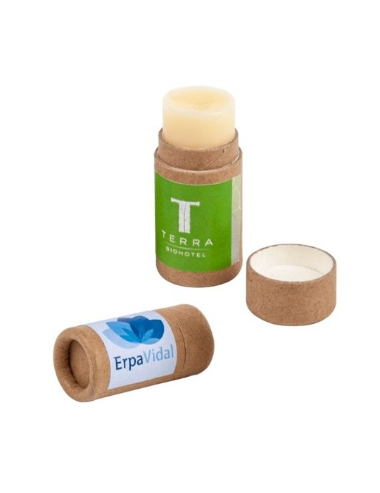 Mini stick à lèvres en carton Matières : carton Couleurs : naturel personnalisable avec votre logo