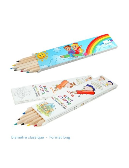 Set de 6 crayons de couleur EU Matières : bois Couleurs : naturel cadeau entreprise pas cher