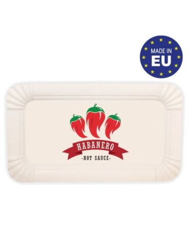 Assiette rectangulaire Matières : carton Couleurs : blanc