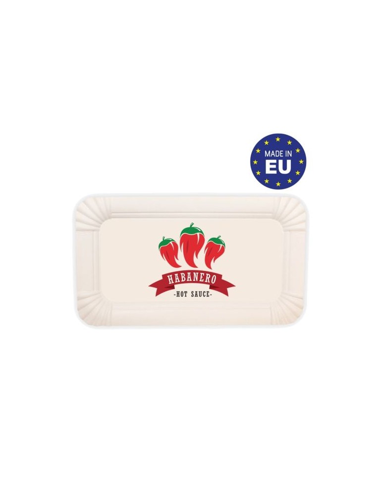 Assiette rectangulaire Matières : carton Couleurs : blanc