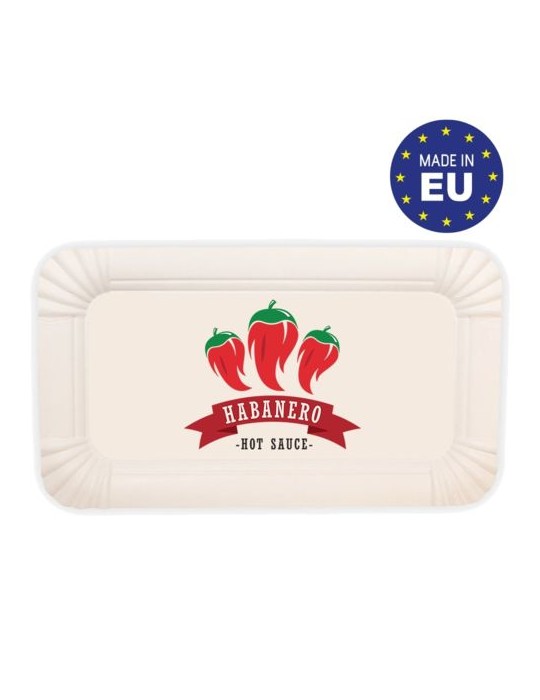 Assiette rectangulaire Matières : carton Couleurs : blanc