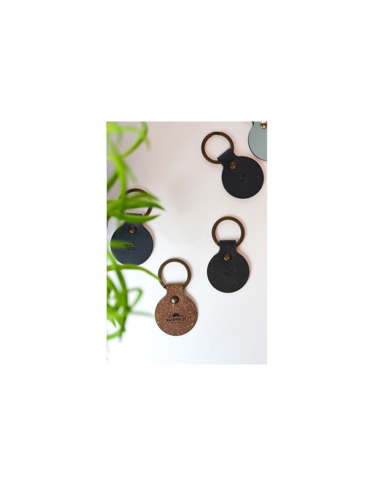 Recycled Leather Keyring Round porte-clés