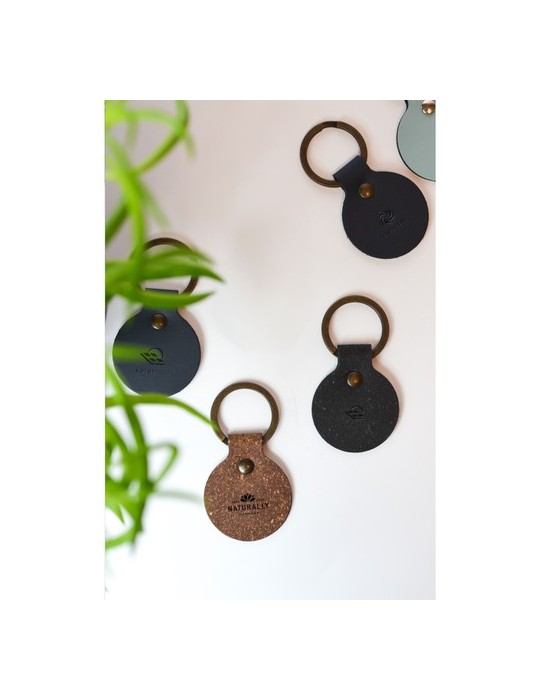 Recycled Leather Keyring Round porte-clés