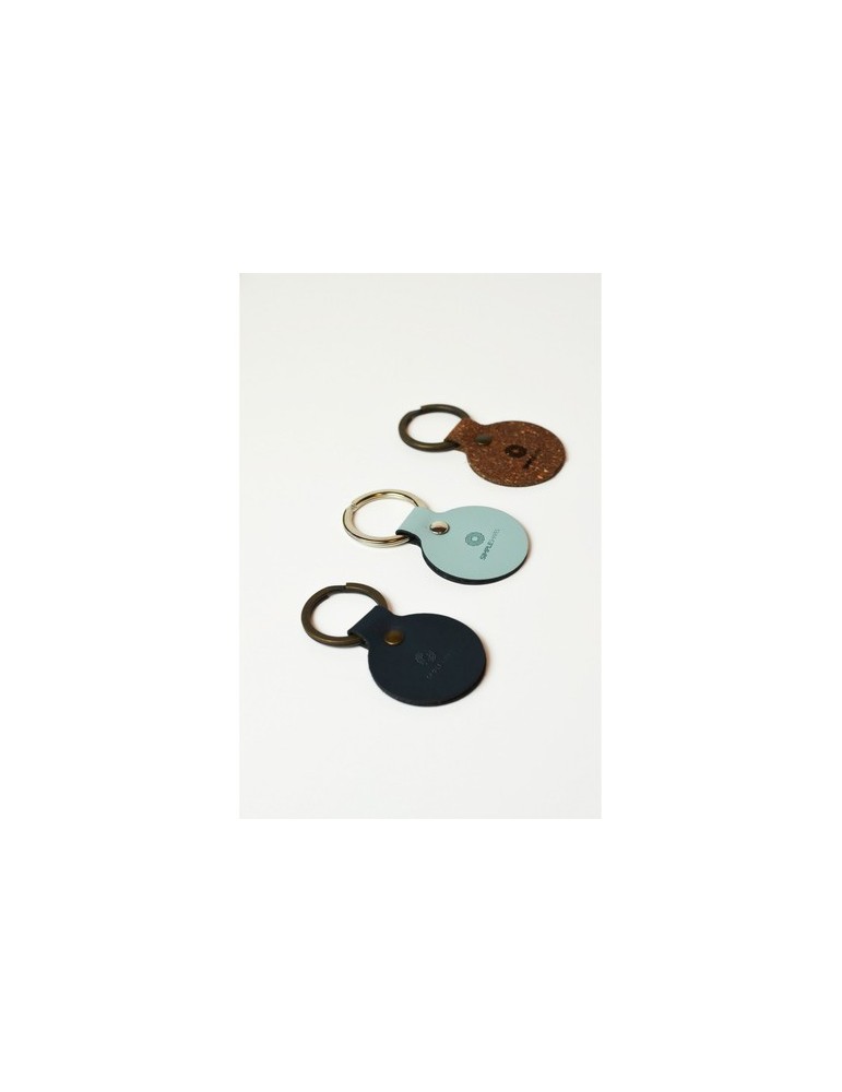 Recycled Leather Keyring Round porte-clés
