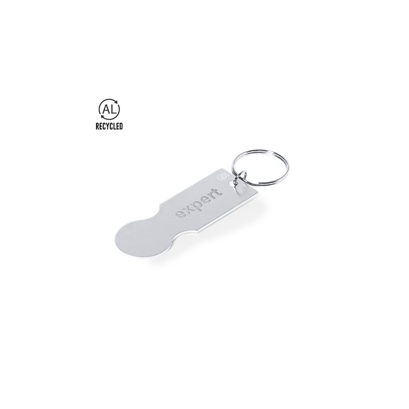 Porte-Clés Monnaie Éco-responsable Pratique Personnalisé Talgun Matières : aluminium recyclé  Couleurs : argenté personnalisatio