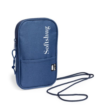 Pochette Tour de Cou Éco-responsable Personnalisée - Fourre-Tout Landry pas cher Couleurs : bleu marine Matières : polyester rec