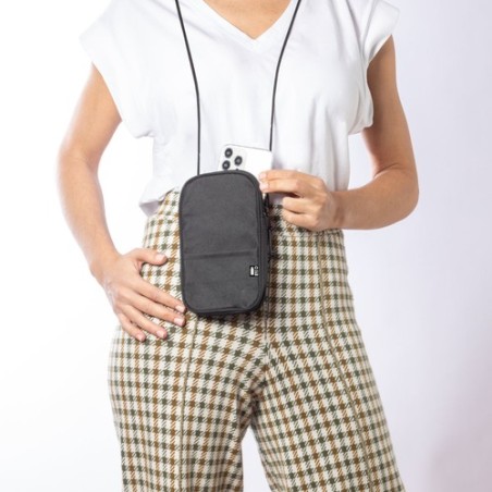 Pochette Tour de Cou Éco-responsable Personnalisée - Fourre-Tout Landry pas cher Couleurs : bleu marine Matières : polyester rec