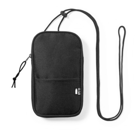 Pochette Tour de Cou Éco-responsable Personnalisée - Fourre-Tout Landry pas cher Couleurs : bleu marine Matières : polyester rec