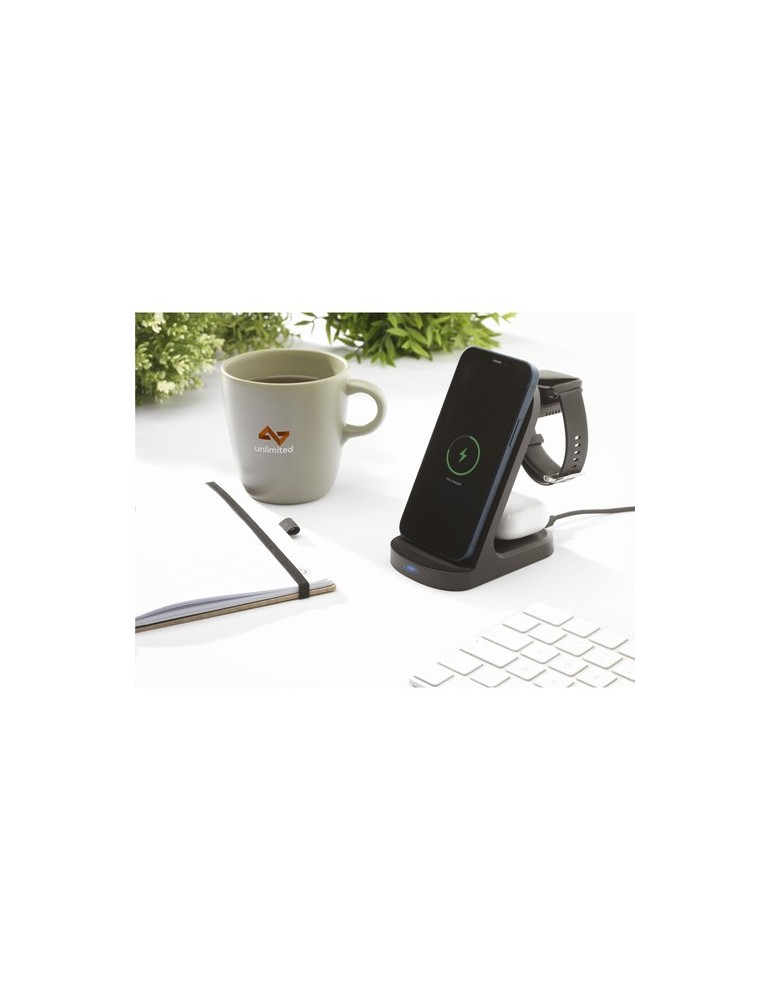 Triple-Up RCS Recycled ABS Wireless Charger Stand