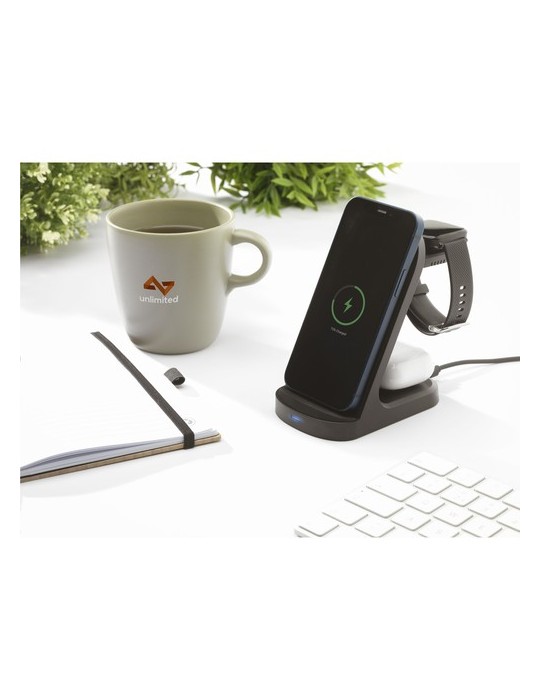 Triple-Up RCS Recycled ABS Wireless Charger Stand