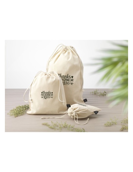 Gift Pouch Naturel GRS Recycled Cotton (150 g/m²) L