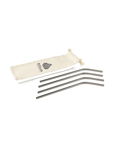 Reusable 4 pieces ECO Straw Set paille acier inoxydable