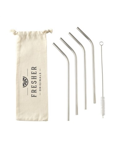 Reusable 4 pieces ECO Straw Set paille acier inoxydable 2