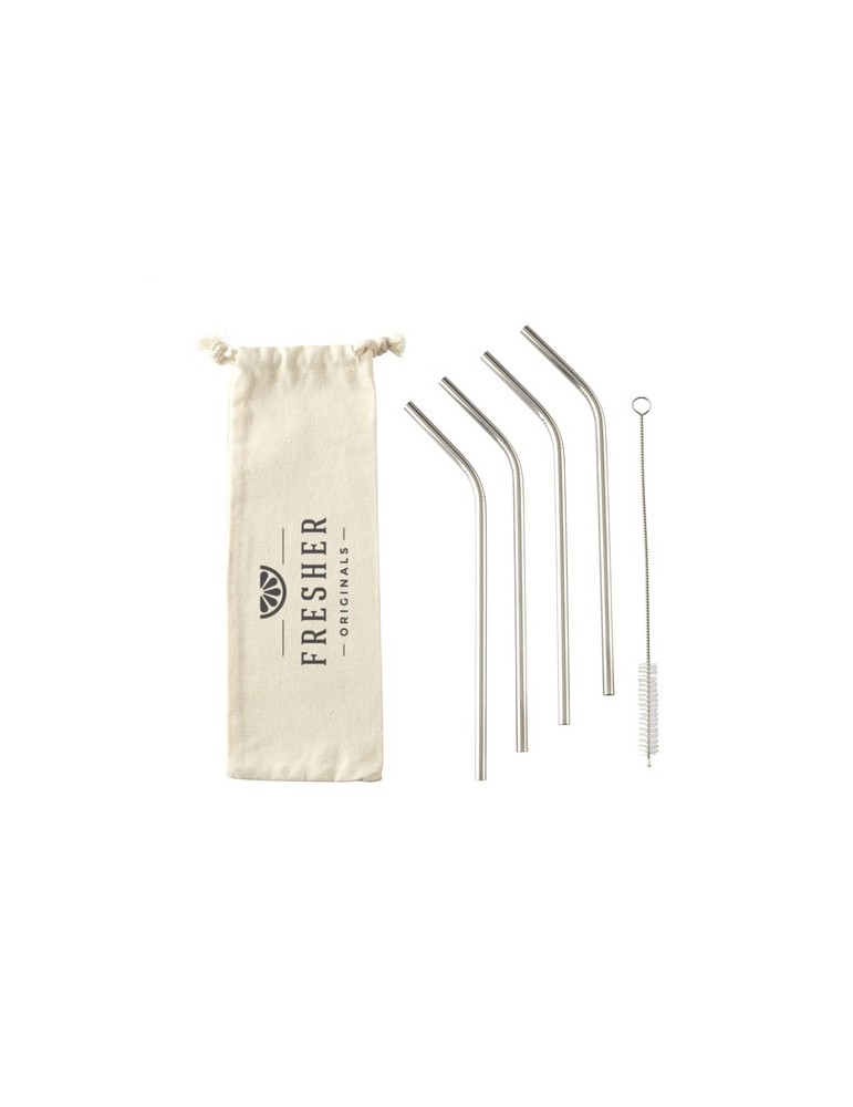 Reusable 4 pieces ECO Straw Set paille acier inoxydable
