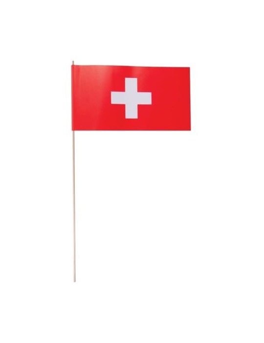 Petit drapeau Suisse Matières : papier Couleurs : blanc personnalisable avec votre logo