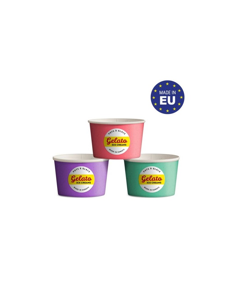 Pot à glace en carton Matières : carton Couleurs : blanc