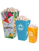 Pot à popcorn (grand) Matières : carton Couleurs : blanc personnalisable avec votre logo