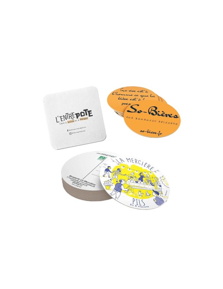 Sous-bock classique éco Matières : carton Couleurs : blanc marquage laser ultra précis