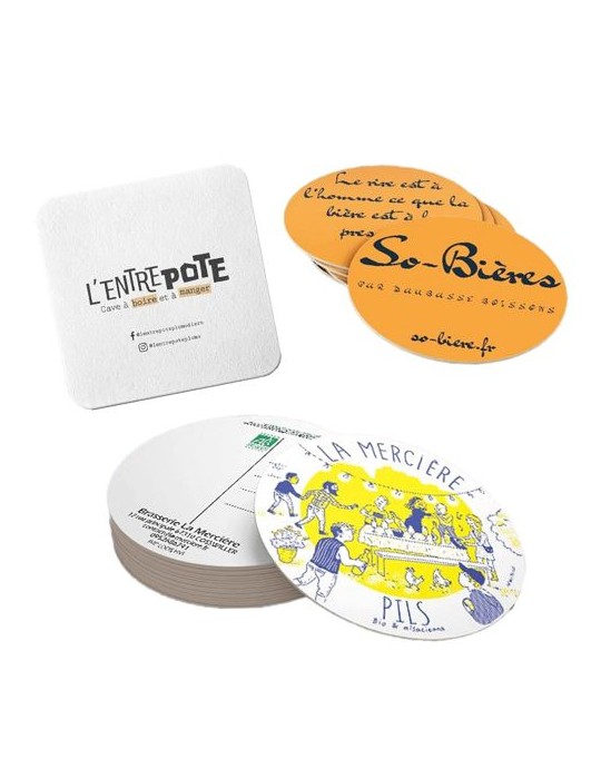 Sous-bock classique éco Matières : carton Couleurs : blanc marquage laser ultra précis