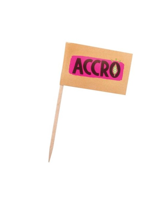 Pique cocktail mini drapeau Matières : papier Couleurs : blanc personnalisable avec votre logo