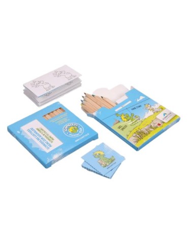 Set 6 crayons avec jeu de mémo à colorier Matières : bois Couleurs : naturel cadeau entreprise pas cher