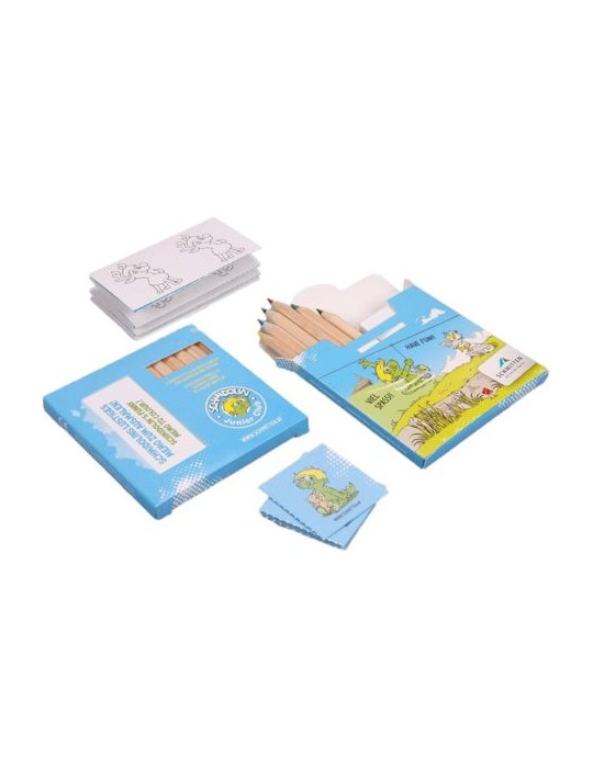 Set 6 crayons avec jeu de mémo à colorier Matières : bois Couleurs : naturel cadeau entreprise pas cher