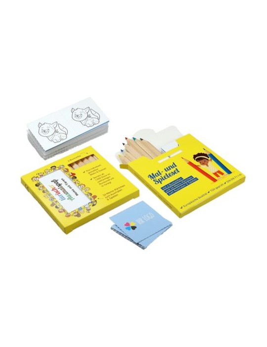 Set 6 crayons avec jeu de mémo à colorier Matières : bois Couleurs : naturel goodies publicitaire événementiel