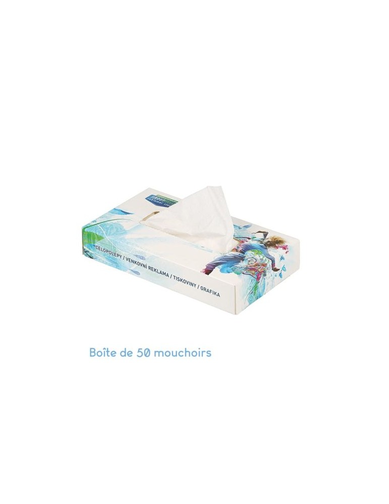 Boîte de mouchoirs classique Matières : papier Couleurs : blanc personnalisable avec votre logo