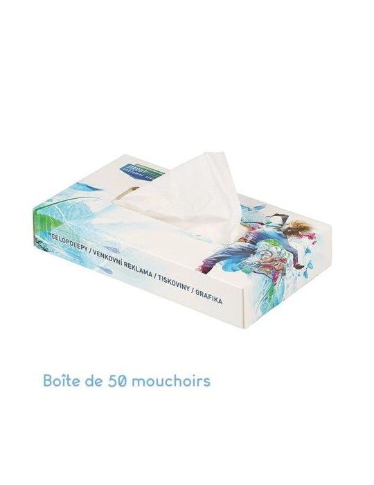Boîte de mouchoirs classique Matières : papier Couleurs : blanc personnalisable avec votre logo