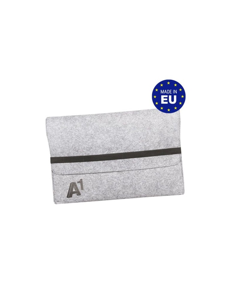Pochette ordinateur simple en feutrine Matières : PET recyclé Couleurs : gris chiné
