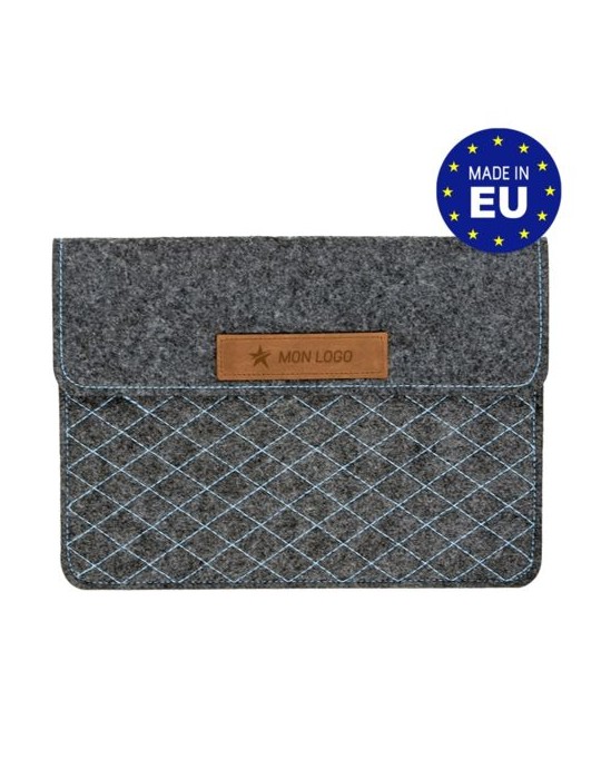 Pochette ordinateur portable feutrine Matières : PET recyclé Couleurs : gris chiné