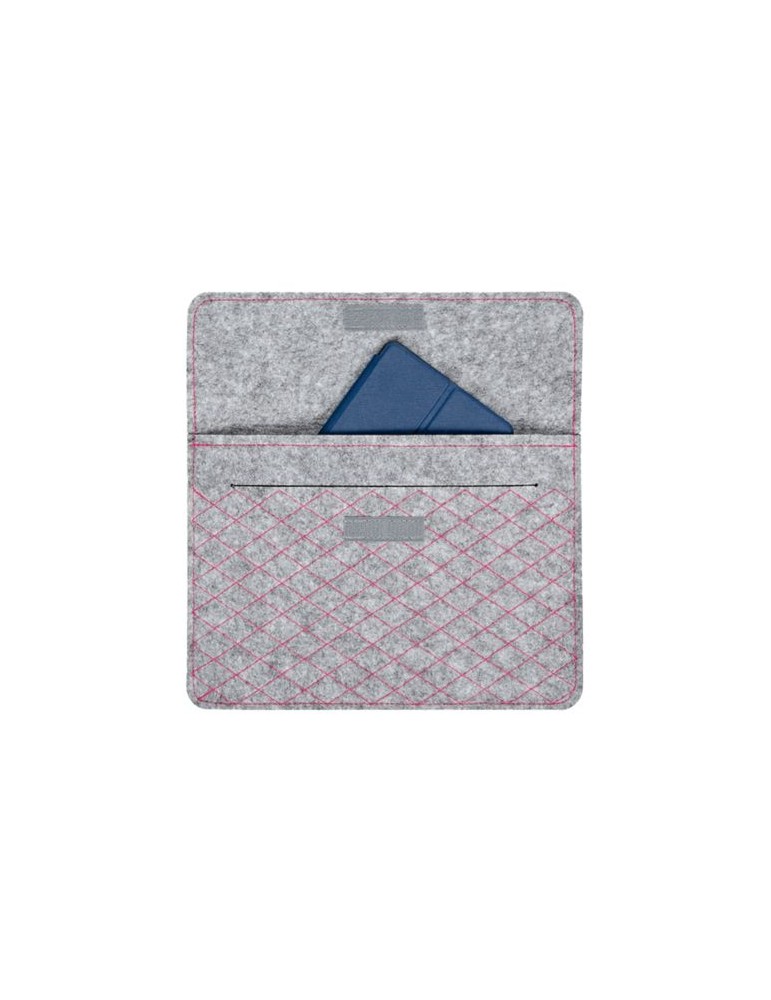 Pochette ordinateur portable feutrine Matières : PET recyclé Couleurs : gris chiné personnalisable avec votre logo