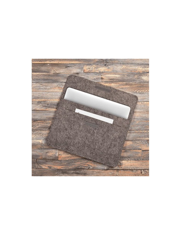 Pochette ordinateur portable feutrine Matières : PET recyclé Couleurs : gris chiné cadeau entreprise pas cher