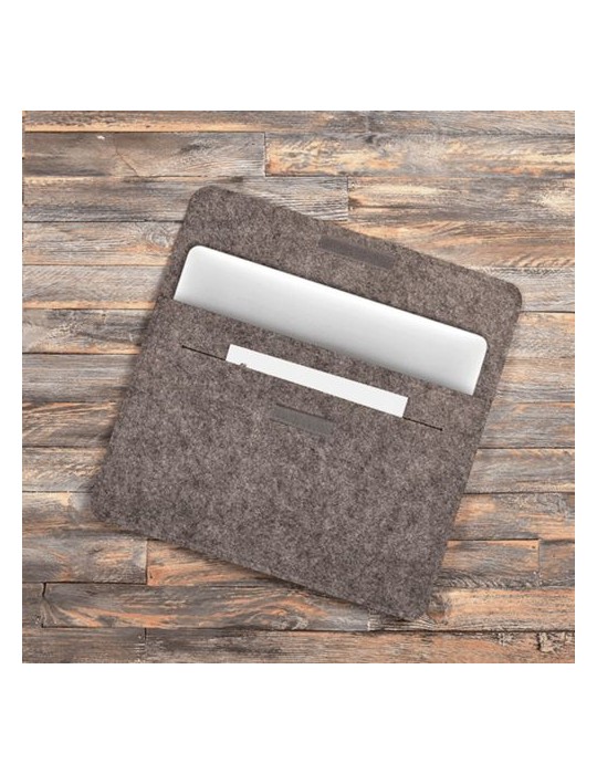 Pochette ordinateur portable feutrine Matières : PET recyclé Couleurs : gris chiné cadeau entreprise pas cher